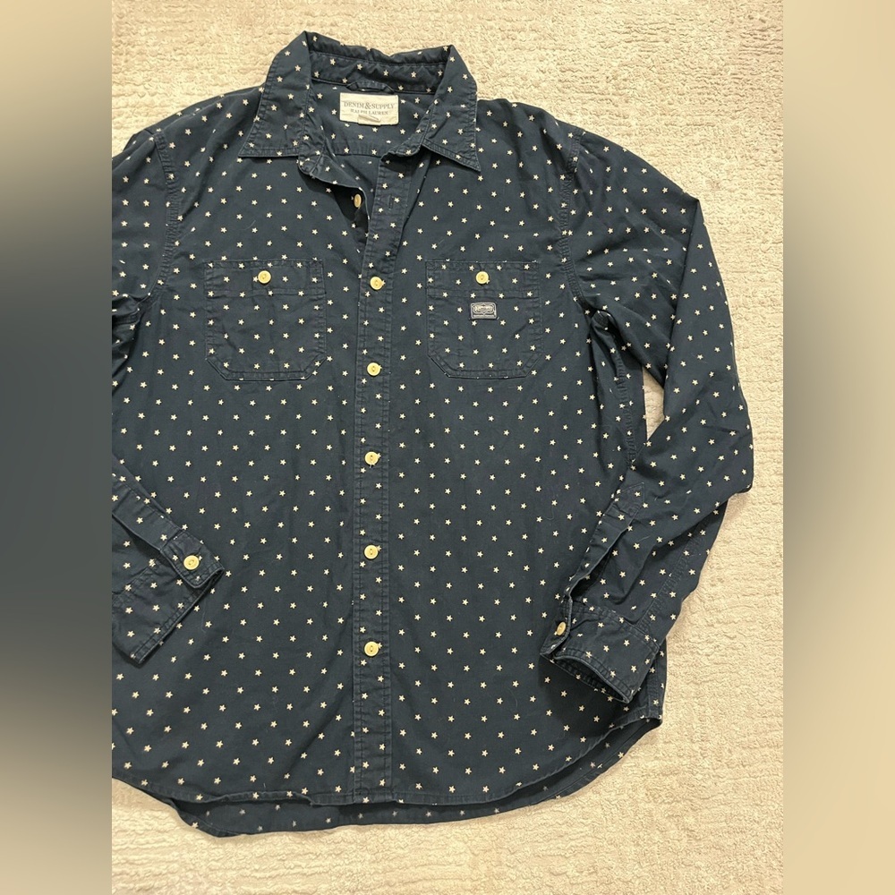Denim & Supply Ralph Lauren Navy with Stars Button Down Shirt - Picture 4 of 8